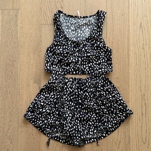 Free People Black and White Spotted Set